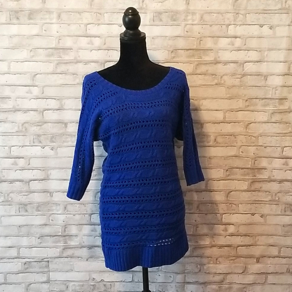 SO Blue Sparkly Sweater Dress